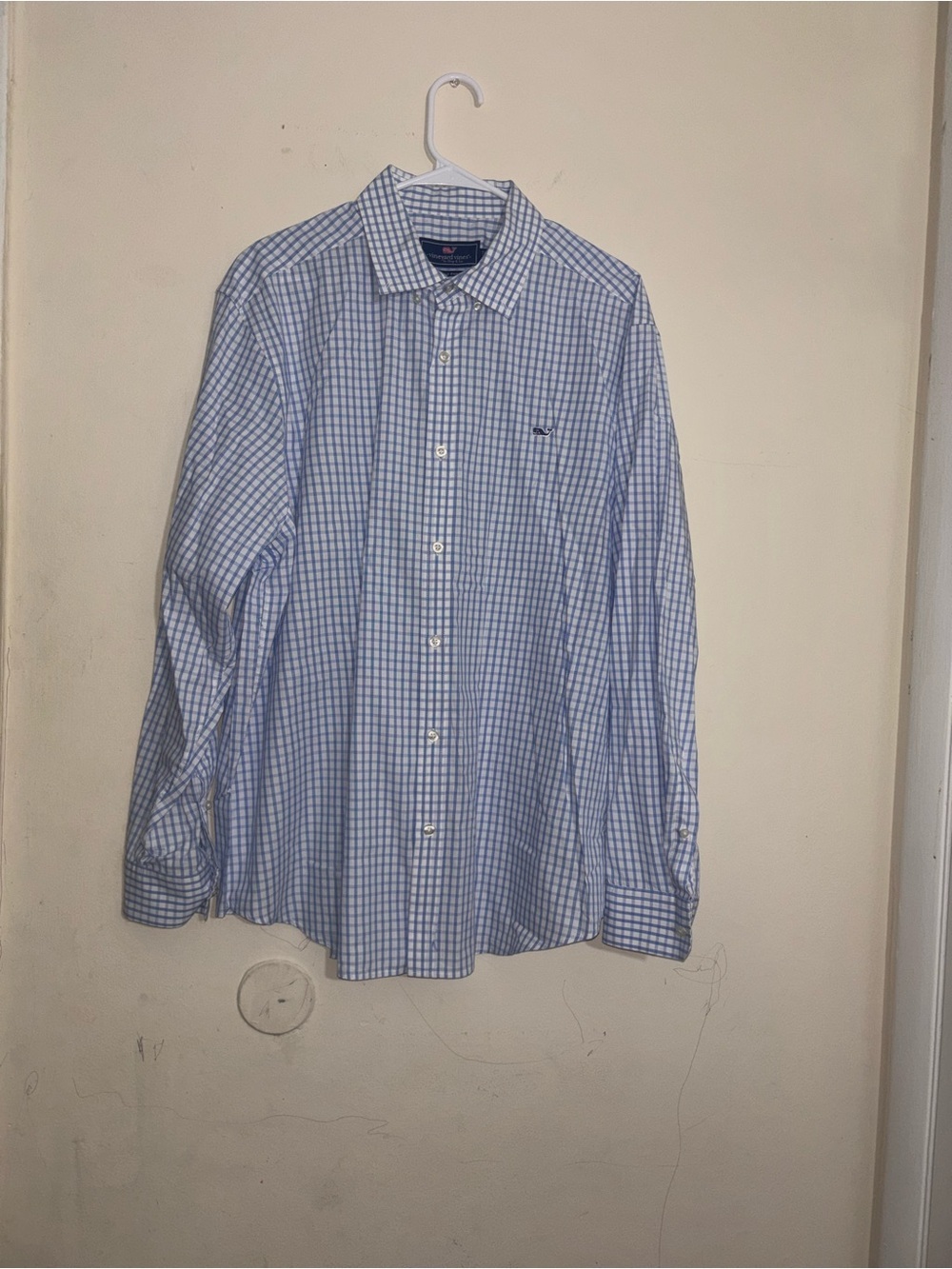 Vineyard Vines By Shep & lan Whale Shirt Button Down‎ Blue Plaid Long Sleeve XL